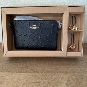 Coach Black Clutch with Gold Accents